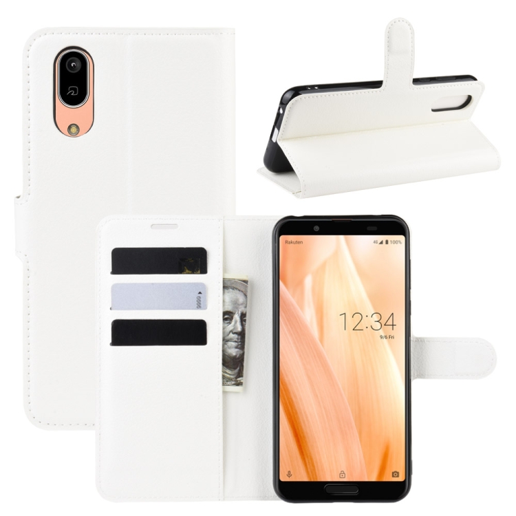 

For Sharp Aquos Sense 3 Lite Litchi Texture Horizontal Flip Leather Case with Wallet & Holder & Card Slots(White)