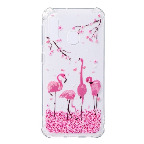 

For Galaxy A20e Oil Embossed Pattern Anti-Drop TPU Case(Cherry Blossom Flamingo)