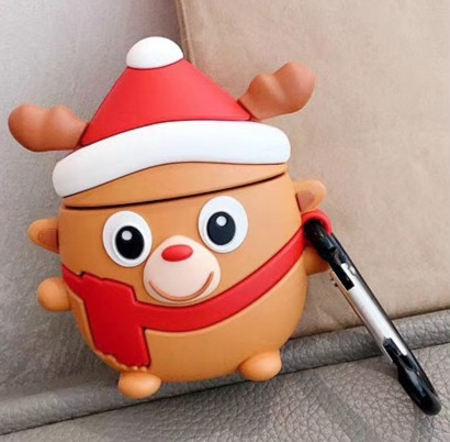 

For Apple AirPods 1/2 Gen Universal Santa Claus and Santa Deer Bluetooth Headphone Protective Case(Brown)