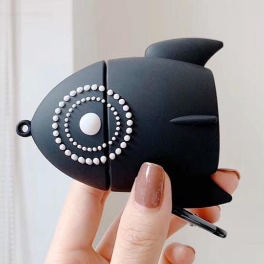

For Apple AirPods 1/2 Gen General Purpose Rocket Kids Bluetooth Headphone Protective Case(Black)
