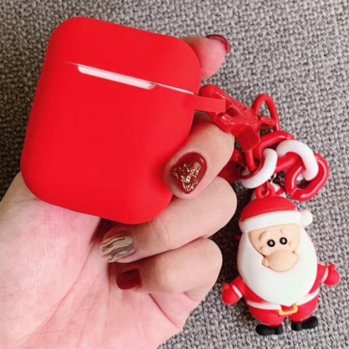 

For Apple AirPods 1/2 Generation Universal Christmas Series Pendants Bluetooth Headphone Protective Case(Red)