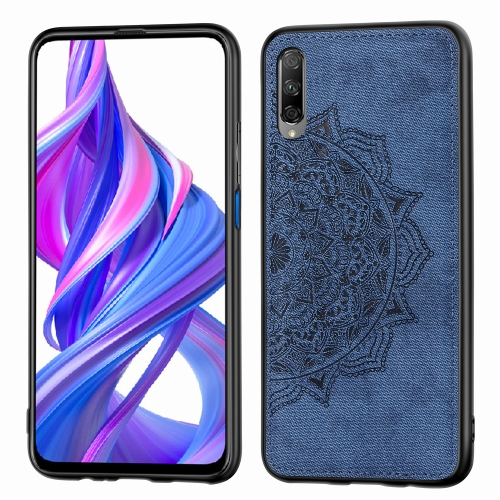 

For Huawei Honor 9X Pro Embossed Mandala Pattern PC + TPU + Fabric Phone Case with Lanyard & Magnetic(Blue)