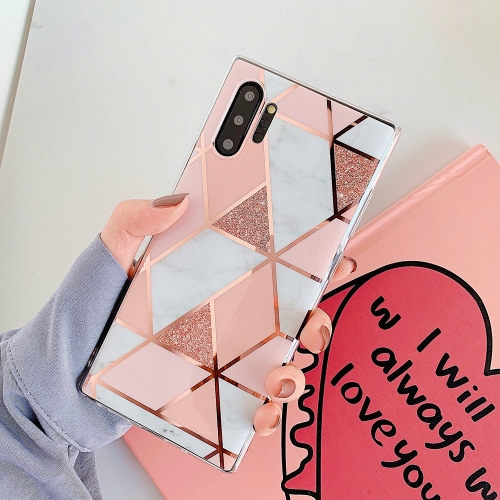 

For Galaxy Note 10 Pro Plating Colorful Geometric Pattern Mosaic Marble TPU Mobile Phone Case(Pink PJ1)