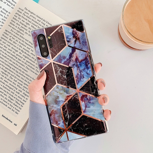 

For Galaxy Note 10 Pro Plating Colorful Geometric Pattern Mosaic Marble TPU Mobile Phone Case(Black PJ6)