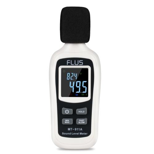 

FLUS MT-911A Sound Level Meter Thermometer Digital Sound Level Meter Sonometros Noise Audio Level Meter Color LCD Display Decibels Meter