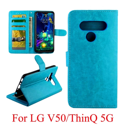 

For LG V50/ThinQ 5G Crazy Horse Texture Horizontal Flip Leather Case with Holder & Card Slots & Wallet & Photo Frame(Baby Blue)