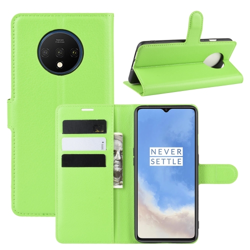 

For Oneplus 7T Litchi Texture Horizontal Flip Leather Case with Wallet & Holder & Card Slots(Green)