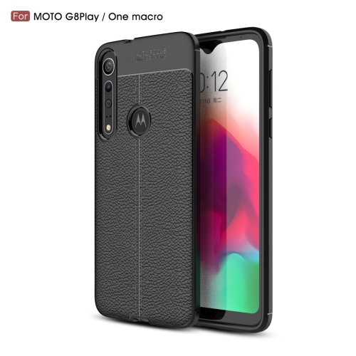 

For Moto G8 Play Litchi Texture TPU Shockproof Case(Black)