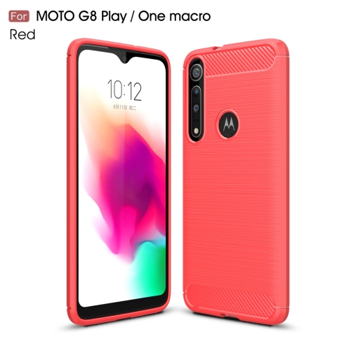 

For Moto G8 Play Brushed Texture Carbon Fiber TPU Case(Red)