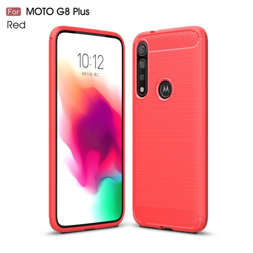 

For Moto G8 Plus Brushed Texture Carbon Fiber TPU Case(Red)
