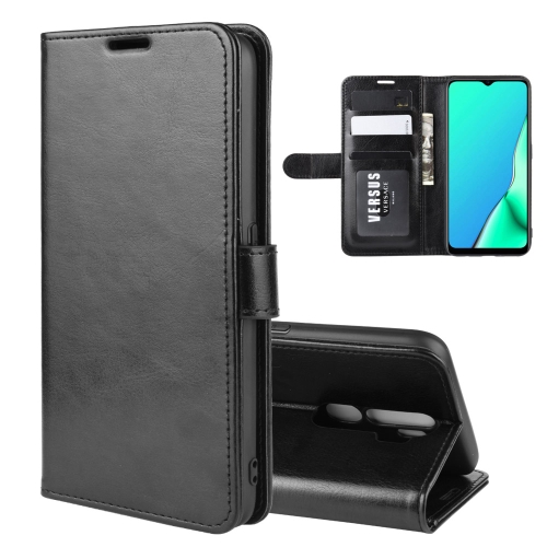 

For OPPO A9 (2020) R64 Texture Single Fold Horizontal Flip Leather Case with Holder & Card Slots & Wallet(Black)