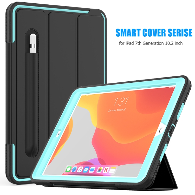 

For iPad 10.2 Magnetic Horizontal Flip Protective Case with Three-folding Holder & Sleep / Wake-up Function & Pen Slots(Light Blue)