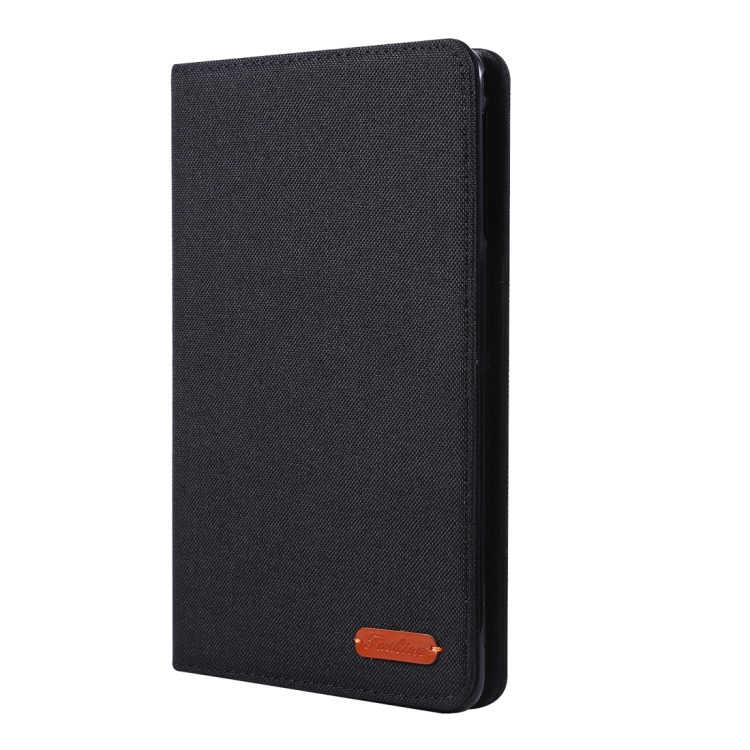 

For iPad Mini 4 / 3 / 2 / 1 Cloth Teature Horizontal Flip PU Leather Case with with Holder & Card Slots(Black)
