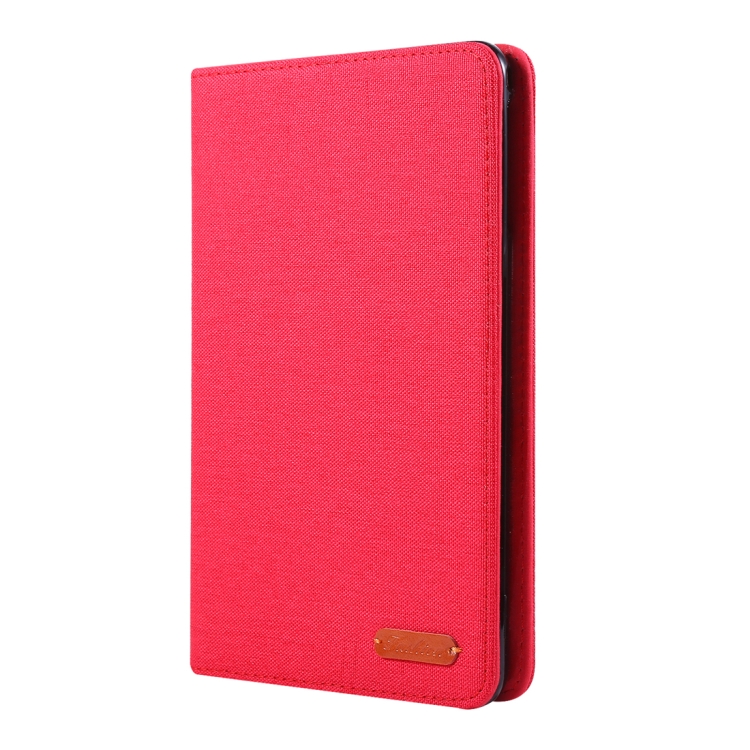 

For iPad Mini 4 / 3 / 2 / 1 Cloth Teature Horizontal Flip PU Leather Case with with Holder & Card Slots(Red)