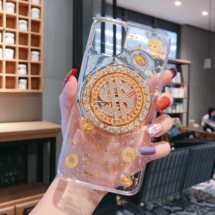 

For iPhone 11 Rotating Money More Relief Device Phone Case(Transparent)