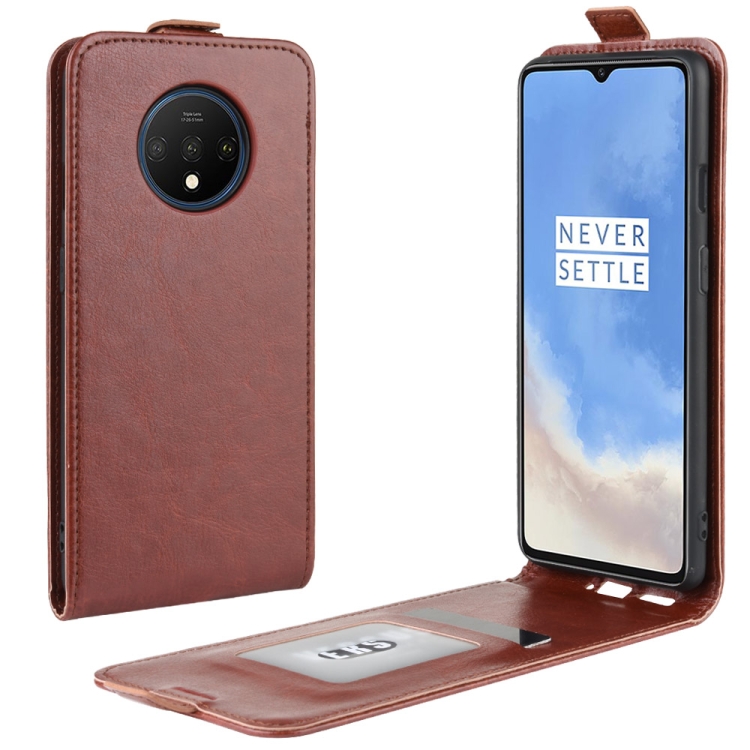 

For OnePlus 7T Crazy Horse Vertical Flip Leather Protective Case(Brown)