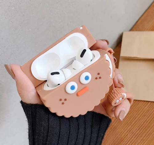 

For Apple AirPods Pro Sausage Mouth Sandwich Biscuit Bluetooth Headphone Protective Case(Off-White)