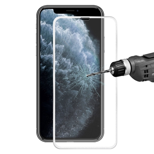 

For iPhone 11 Pro Max / iPhone XS Max Hat-Prince 0.2mm 9H Surface Hardness 3D Titanium Alloy Curved Edge Explosion-proof Tempered Glass Screen Protector(Silver)