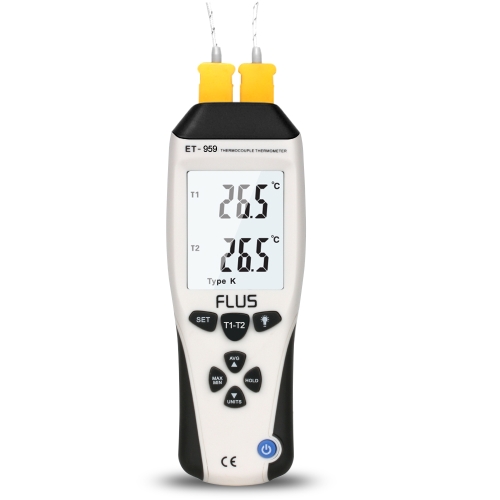 

FLUS ET-959 Humidity Type K J Thermometer Handheld Portable Digital Non-contact With Thermocouple Proble Hygrometer Temperature Meter