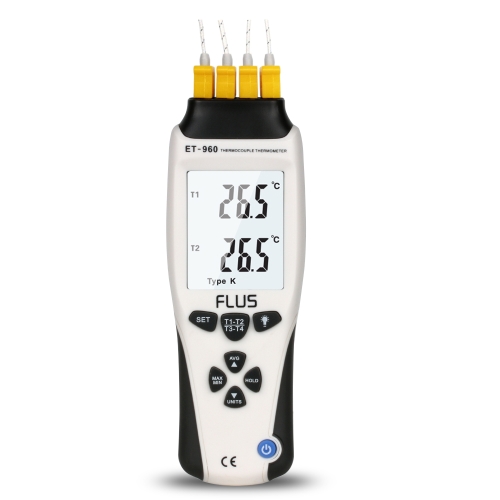 

FLUS ET-960 Humidity Type K J Thermometer Handheld Portable Digital Non-contact With Thermocouple Proble Hygrometer Temperature Meter
