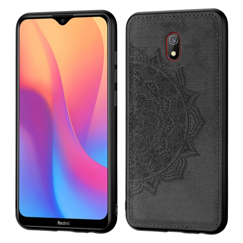 

For Xiaomi Redmi 8A Embossed Mandala Pattern PC + TPU + Fabric Phone Case with Lanyard & Magnetic(Black)