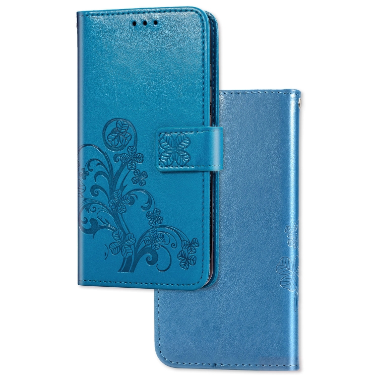 

For Xiaomi 9 Pro Lucky Clover Pressed Flowers Pattern Leather Case with Holder & Card Slots & Wallet & Hand Strap(Blue)