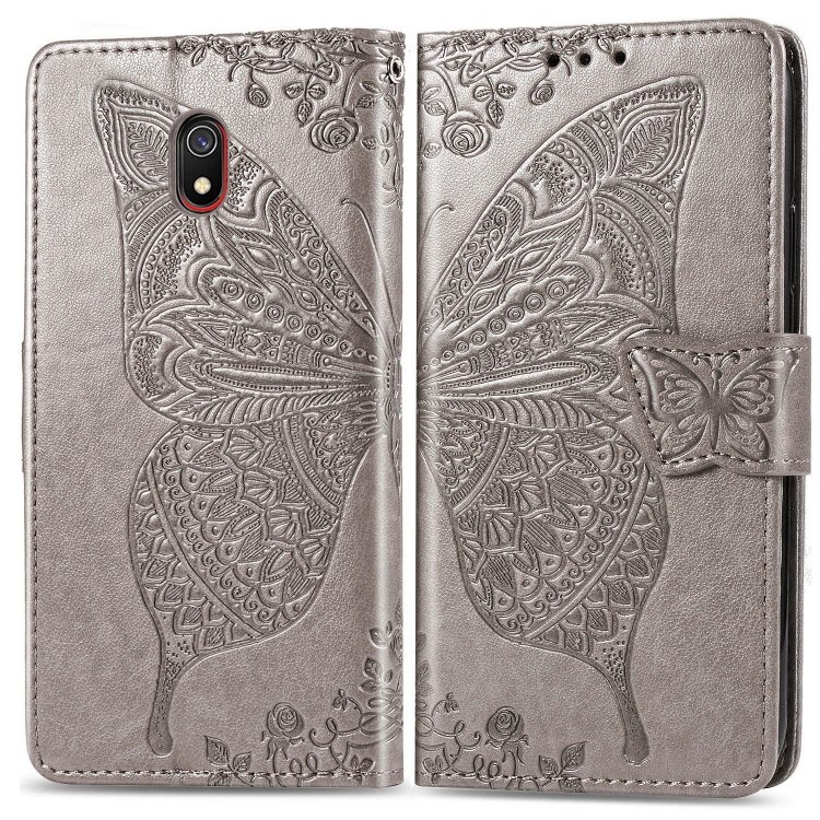 

For Xiaomi Redmi 8A Butterfly Love Flowers Embossing Horizontal Flip Leather Case with Holder & Card Slots & Wallet & Lanyard(Gray)