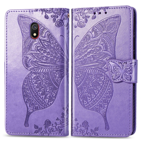 

For Xiaomi Redmi 8A Butterfly Love Flowers Embossing Horizontal Flip Leather Case with Holder & Card Slots & Wallet & Lanyard(Light Purple)