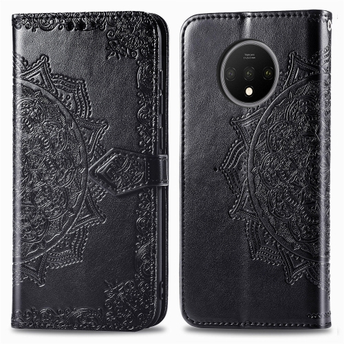 

For One Plus 7T Halfway Mandala Embossing Pattern Horizontal Flip Leather Case with Holder & Card Slots & Wallet & Photo Frame & Lanyard(Black)