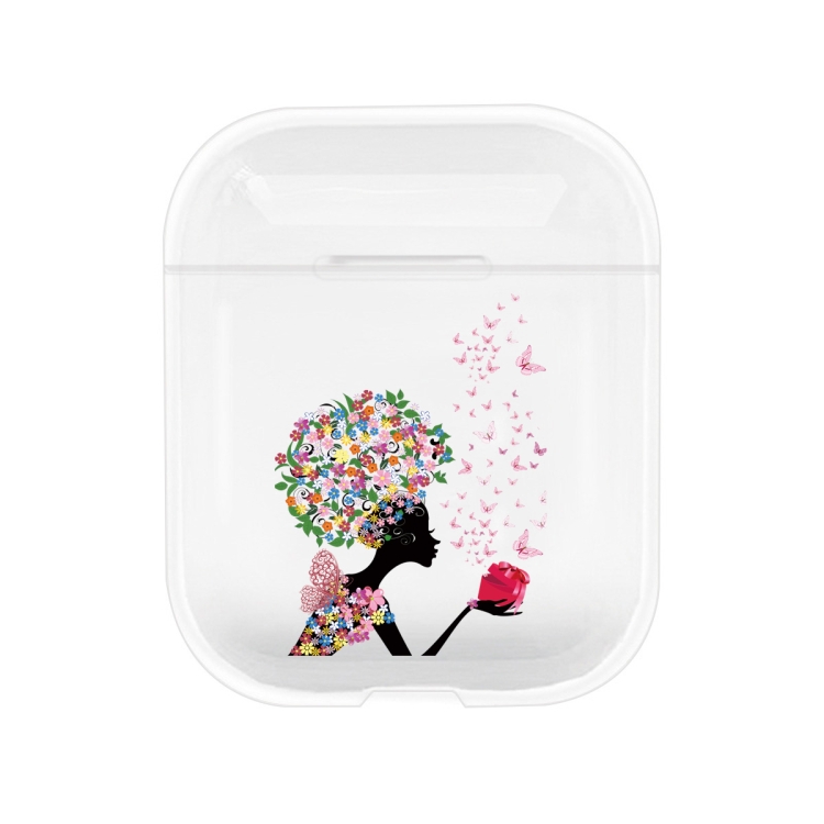 

For Apple AirPods 1 / 2 Fashion Transparent Silicone TPU Bluetooth Earphone Protective Case(Corolla Girl)