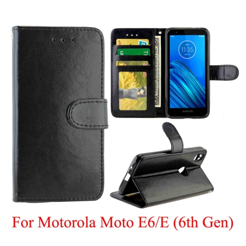 

For Motorola Moto E6 Crazy Horse Texture Horizontal Flip Leather Case with Holder & Card Slots & Wallet & Photo Frame(black)