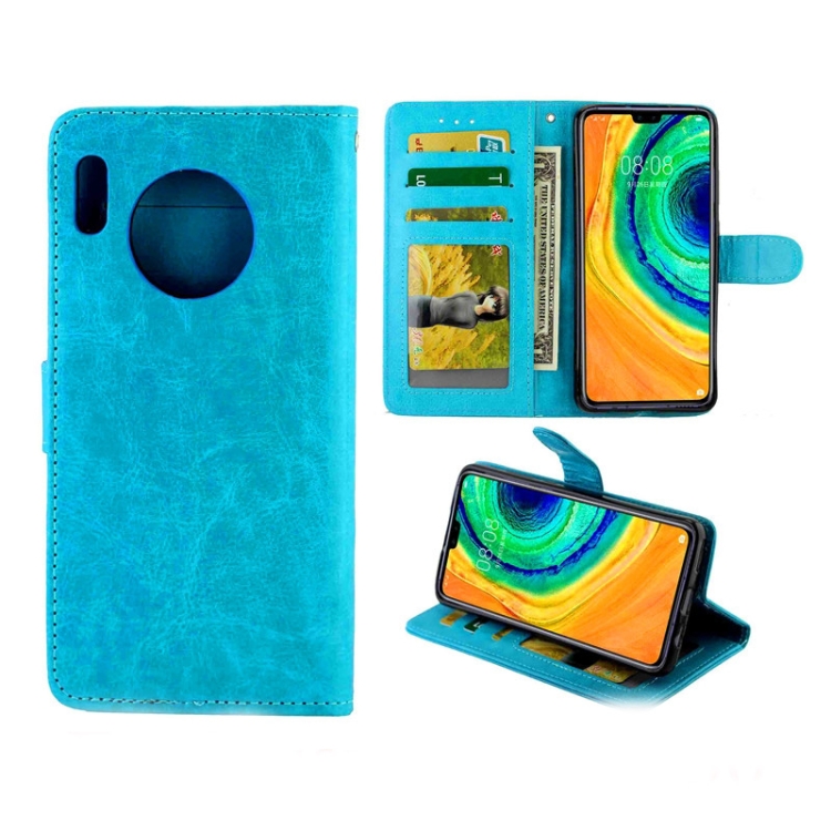 

For Huawei Mate 30 Crazy Horse Texture Horizontal Flip Leather Case with Holder & Card Slots & Wallet & Photo Frame(Baby Blue)