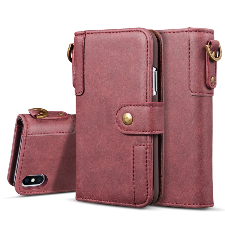 

For iPhoneXS MaxCowhideTextureHorizontalFlipLeatherCase withHolder&CardSlots&Wallet&Lanyard(Red)