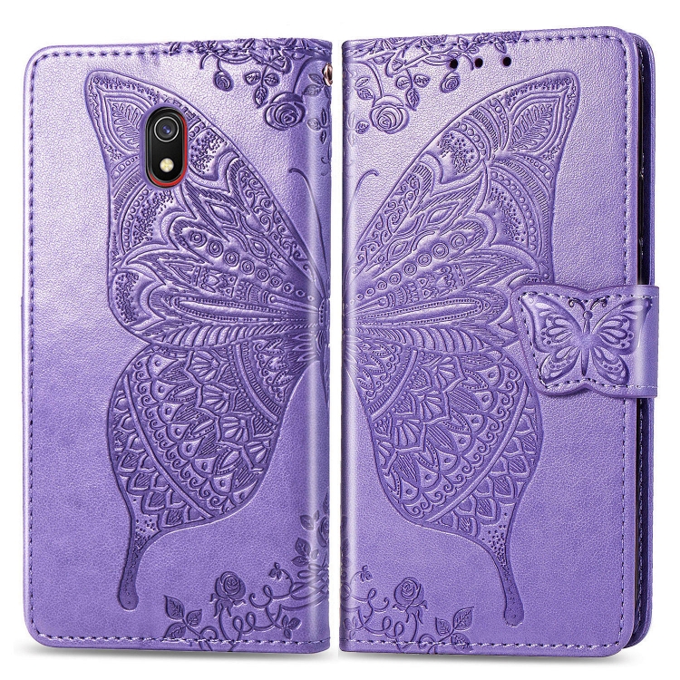 

For Xiaomi Redmi 8A Butterfly Love Flower Embossed Horizontal Flip Leather Case with Bracket Lanyard Card Slot Wallet(Light Purple)
