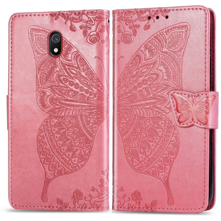 

For Xiaomi Redmi 8A Butterfly Love Flower Embossed Horizontal Flip Leather Case with Bracket Lanyard Card Slot Wallet(Pink)