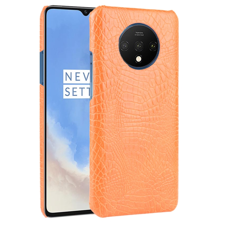 

For OnePlus 7T Shockproof Crocodile Texture PC + PU Case(Orange)