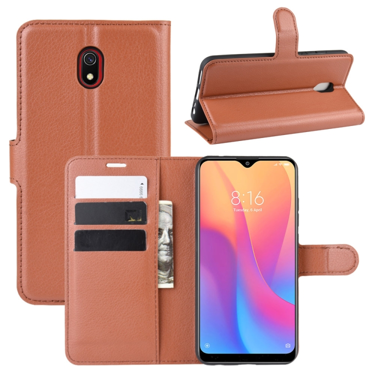 

For Xiaomi Redmi 8A Litchi Texture Horizontal Flip Leather Case with Wallet & Holder & Card Slots(Brown)