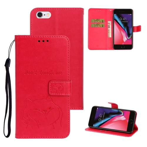 

For iPhone 6Plus/6S Plus Chai Dog Pattern Horizontal Flip Leather Cover With Bracket & Card Slot & Wallet & Lanyard(Rose Red)