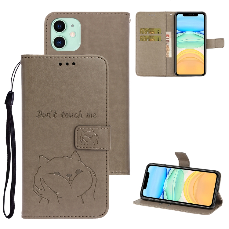 

For iPhone 11 Chai Dog Pattern Horizontal Flip Leather Cover With Bracket & Card Slot & Wallet & Lanyard(Gray)