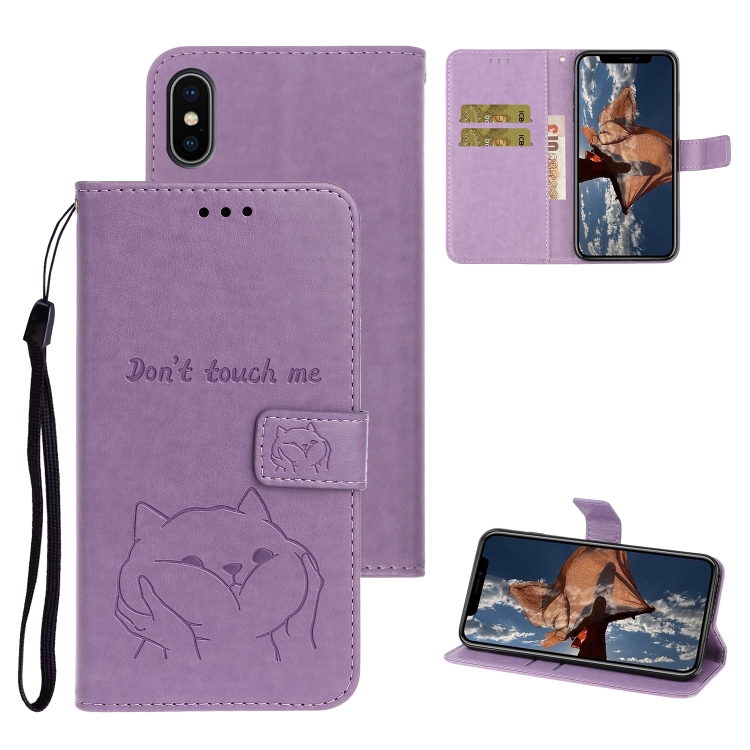 

For iPhone XS Max Chai Dog Pattern Horizontal Flip Leather Cover With Bracket & Card Slot & Wallet & Lanyard(Violet)