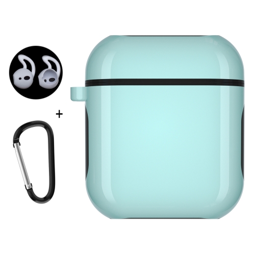 

ENKAY Hat-Prince for Apple AirPods 1 / 2 Wireless Earphone PC Hard Protective Case with Carabiner and A Pair of Earplug(Cyan)