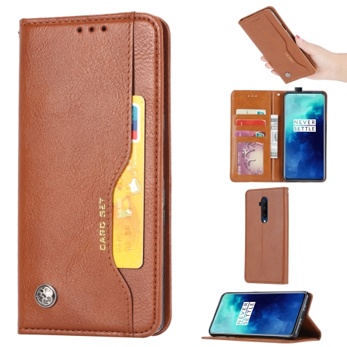 

For OnePlus 7T Pro Knead Skin Texture Horizontal Flip Leather Case with Photo Frame & Holder & Card Slots & Wallet(Brown)