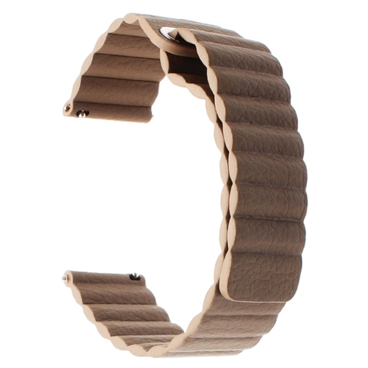 

Suitable For Samsung Gear S2 / Active2 Smart Watch Strap Universal 20mm Magnetic Buckle Leather Replacement Wrist Strap(Dark brown)