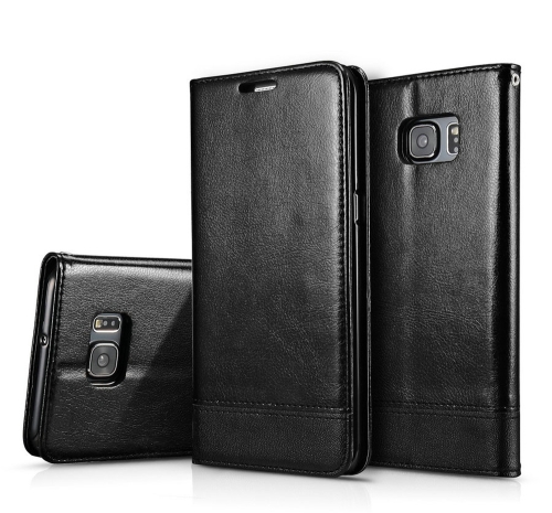 

For Galaxy S7 Double-sided Absorption Splicing Horizontal Flip Leather Case with Holder & Card Slots & Lanyard(Black)