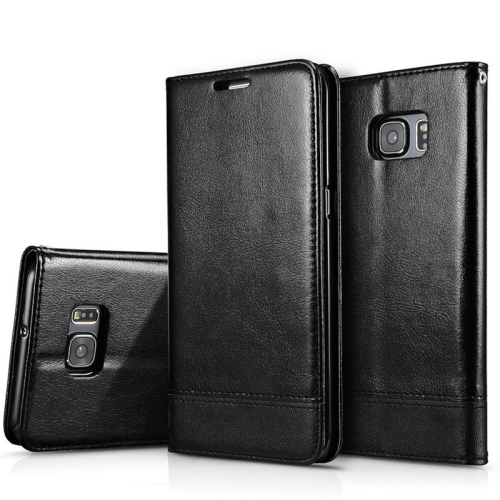 

For Galaxy S7 edge Double-sided Absorption Splicing Horizontal Flip Leather Case with Holder & Card Slots & Lanyard(Black)