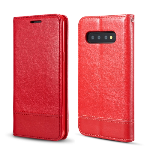 

For Galaxy S10 Plus Double-sided Absorption Splicing Horizontal Flip Leather Case with Holder & Card Slots & Lanyard(Red)