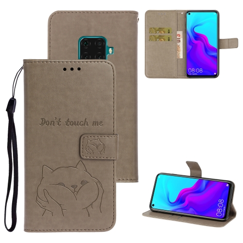 

For Huawei P30 Lite Chai Dog Pattern Horizontal Flip Leather Cover With Bracket & Card Slot & Wallet & Lanyard(Gray)