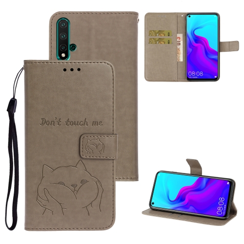 

For Huawei Nove 5 Chai Dog Pattern Horizontal Flip Leather Cover With Bracket & Card Slot & Wallet & Lanyard(Gray)