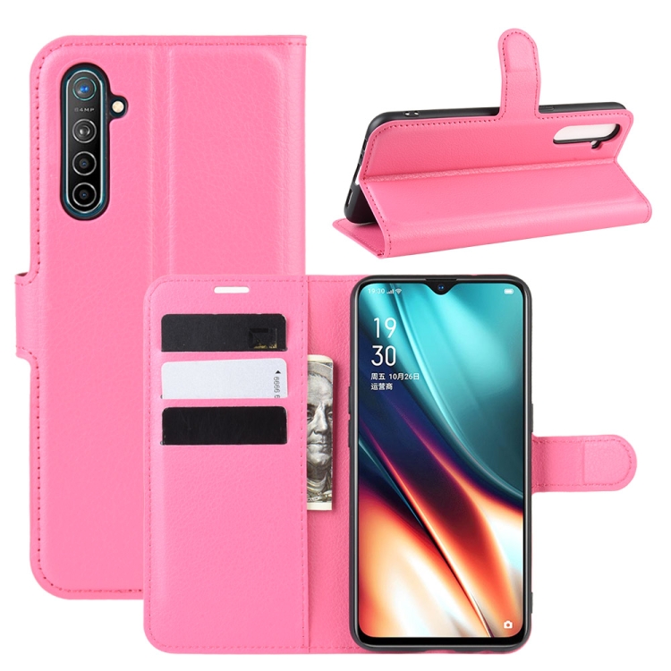 

For Oppo K5 Litchi Texture Horizontal Flip Leather Case with Wallet & Holder & Card Slots(Rose red)