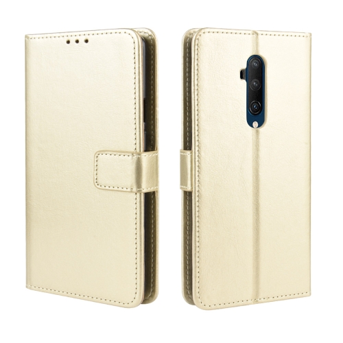 

For OnePlus 7T Pro Retro Crazy Horse Texture Horizontal Flip Leather Case with Holder & Card Slots & Photo Frame(Gold)